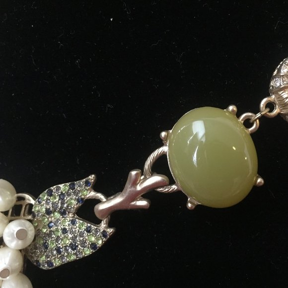 Matte Gold Colored Floral Statement Necklace - Picture 10 of 10